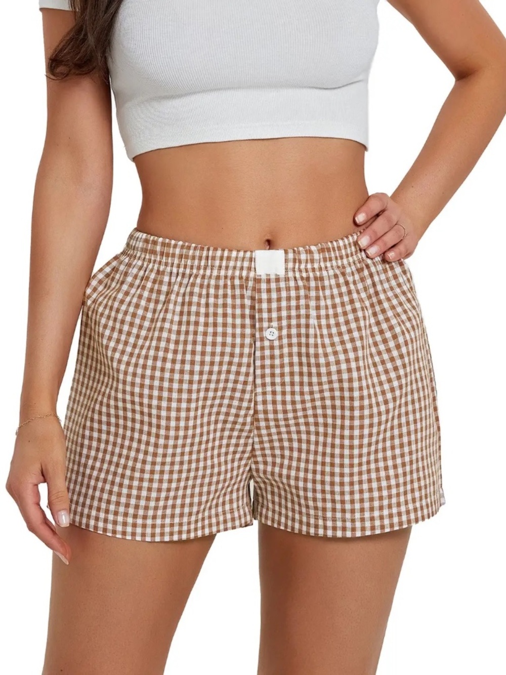 Casual Plaid High Waisted Boxer